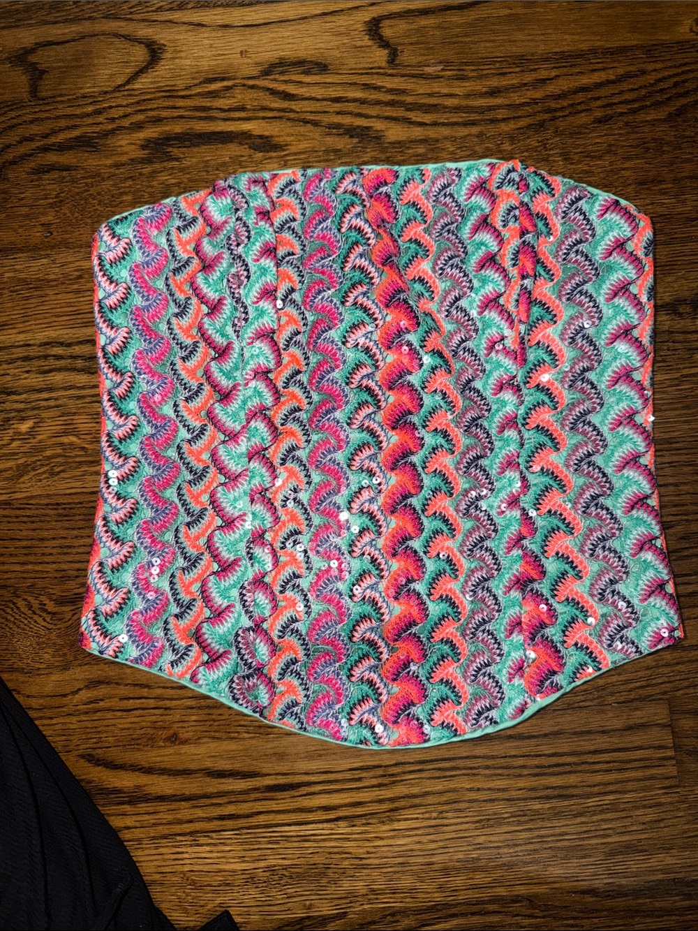 AKIRA Mint Green Multicolor Sequin Lace-Up Corset Top